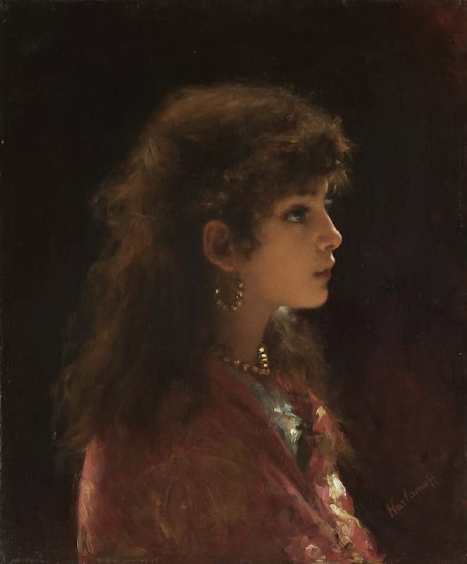 Affiches sur toile 50x70cm Alexei Alexeivich Harlamoff Jeune fille dans Profile