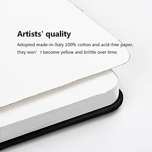 Paul Rubens Watercolor Paper Block, Premium Leather Cover Artist Quality Hot Pressed Paper for Watercolors and Wet Media Block, Acid Free & 100% Cotton, 10.63 x 7.68 inches, 140lb, 20 Sheets.