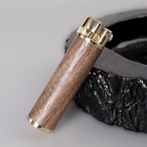 Encendedor Vintage de Gas Butano con Cuerpo de Madera y Movimiento de Latón