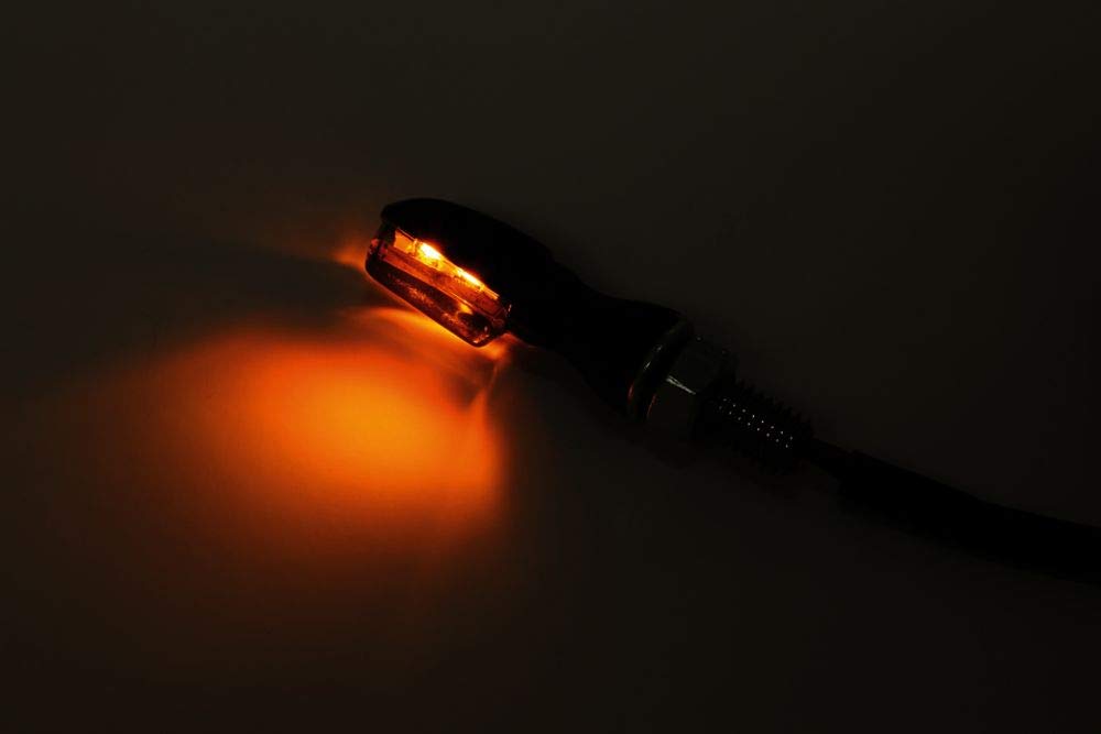 SHIN YO LED-Blinker Spark/Schwarz/getönt, elektrisches geprüftes Paar (bitte länderspezifische Rechtsvorschriften beachten) | Kunststoffgehäuse, getöntes Glas, oranges Licht, Kabellänge 365 mm; kompatibel mit Rollern, Mofas, Motorrädern, Mopeds, Quads