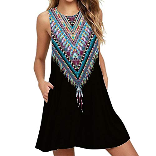 SLYZ Verano De Las Mujeres Impresión Digital 3D Sin Mangas Bolsillo Fuera del Hombro Chaleco Vestido Ropa De Mujer Cover