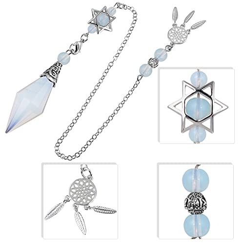 Pendule à pointe de cristal Opalite et attrape-rêve pour divination Reiki - 4