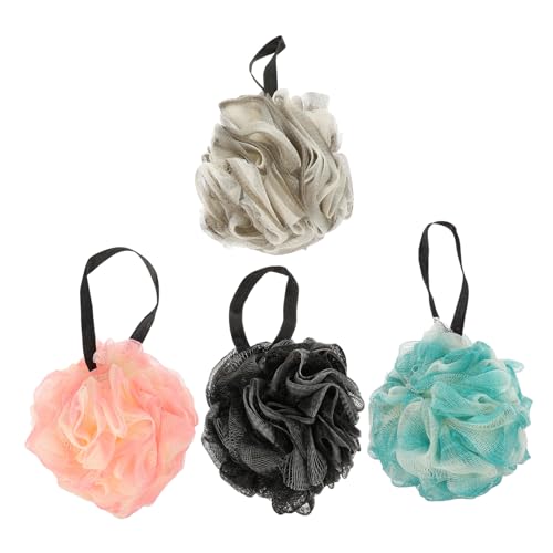 GALPADA 4 piezas Unidades Esponjas de Baño Malla Suave con Cuerda para Colgar Exfoliantes Resistentes Secado Rápido para Limpieza Corporal Diaria