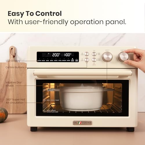 Retro-Style-Infrared-Heating-Air-Fryer-Toaster-Oven-Extra-Large-Countertop-Convection-Oven-10-in-1-Combo-6-Slice-Toast-Enamel-Baking-Pan-Easy-Clean-with-Recipe-Book-Cream-Color