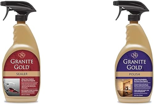 Granite Gold Sellador a base de agua para granito, mármol, travertino y aerosol de pulido, brillo sin rayas para granito, cuarzo, mármol, travertino