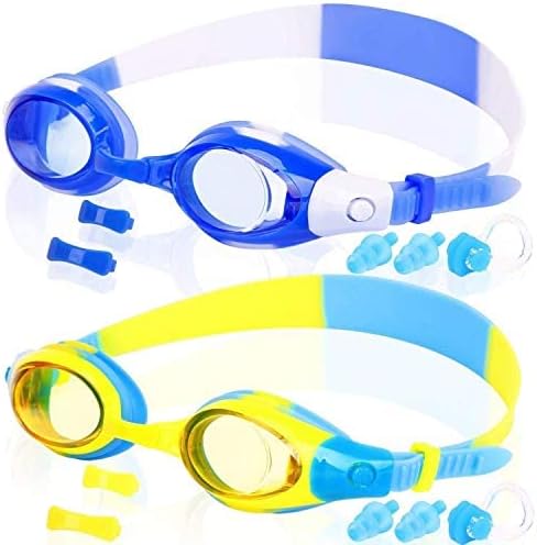 COOLOO 2-PACK Kids Swimming Goggles Junior Children Girls Boys Early Teens Age 3-15, with Anti-Fog, Waterproof, Protection Lenses