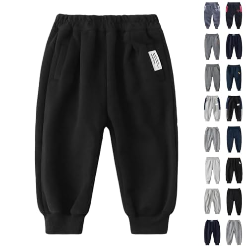 Baby Boys Girls Sweatpants Fleece-Lined Elastic Waist Solid Jogger Pants Toddler Kids Casual Athletic Trousers Winter Pant4