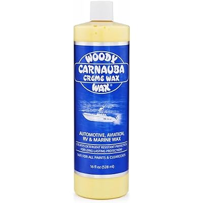 Woody Wax Carnauba Creme Wax, Professional High-Gloss Marine, RV & Aviation Wax, UV Protection for Paint & Clear Coat, Detergent Resistant Polymers, Covers Light Scratches and Removes Oxidation, 16 oz