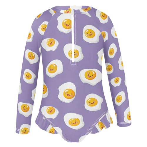 Kawaii Fried Eggs Girls Long Sleeve Swimsuit UPF 50+ Rashguard Swimwear One Piece Bathing Suit for 3-12 212190934