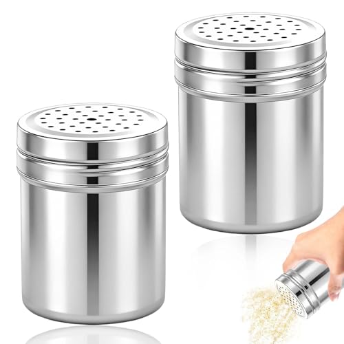 ATTEEFI 2 Piezas Tanque de Almacenamiento Metal Pimentero, Agitador de Especias Grande, Dispensador de Condimentos Acero Inoxidable Plateadas, Diseño de Orificio Completo, para Sal, Canela, Pimentón ATTEEFI 2 Piezas Tanque de Almacenamiento Metal Pimentero, Agitador de Especias Grande, Dispensador de Condimentos Acero Inoxidable Plateadas, Diseño de Orificio Completo, para Sal, Canela, Pimentón