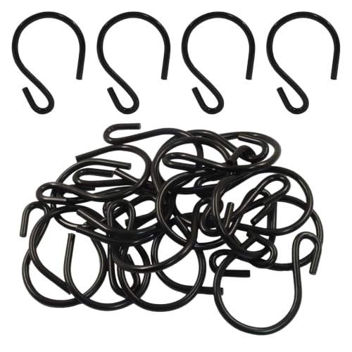 Bonsicoky 20 Pack 2.2 Inch Small S Hooks for Hanging Light Items, Black