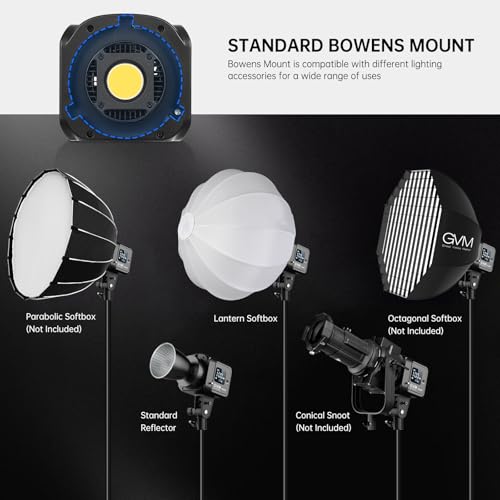 Image of GVM 80W SD80S LED Video Light with Lantern Softbox and Tripod Stand Kit, 5600K Daylight Bowens Mount Studio Light, COB Continuous Output Lighting for Video Recording, APP Control, 12 Scenes, CRI97+