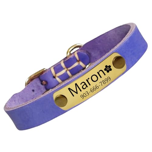 本革首輪 名入れ 中小型犬 名前入れ 無料 電話番号 ID 絵文字 迷子防止 手仕上げ ペットの首輪 丈夫 軽量 調節可能 8色3サイズ 小型犬 中型犬 おしゃれ 犬 猫 うさぎ