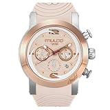 MULCO Watches for Women - M10 Namaste - Silver Stainless Steel Case with Wrist Silicone Band, Large Face with Mother of Pearl and Rose Gold, Quartz Analog Movement, Waterproof - Inspired by Magic