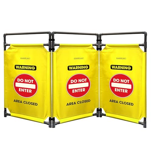 Essentially Yours Do Not Enter Foldable Safety Barricade | High Visibility Yellow 3 Foot Portable Safety Barrier with Heavy Duty PVC Frame