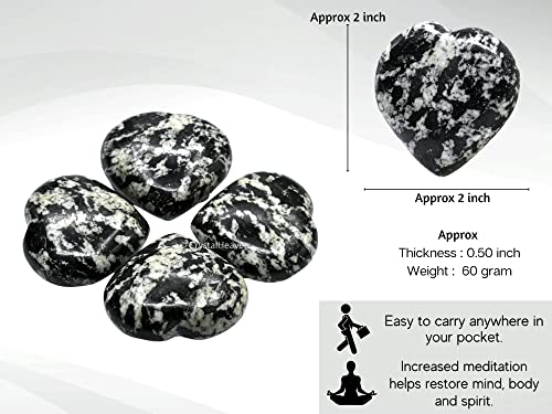 Image of Crystal Heaven Black And White Tourmaline Heart Palm Pebbles Stones For Anxiety Stress Relief Massage-Aaa Grade Original Healing Gemstone Agate Heart Palm Stone For Yoga Meditation Spiritual