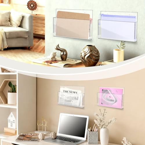 Porte-documents mural acrylique de qualité supérieure support transparent épuré 2pcs - 7