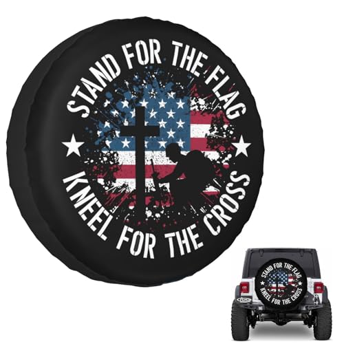 Image of RV Trailer Tire Cover with American Flag - Waterproof, Dustproof, Universal for SUV Truck Travel, 15 Inch