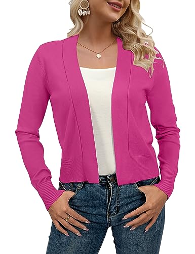 Image of AAMILIFE Women Long Sleeve Cropped Knit Sweater Cardigans Open Front Bolero Shrug
