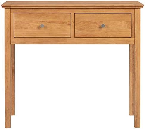 Hallowood Furniture Hereford Oak Large Dressing Table  Console Table with 2 Drawers in Light Oak Finish  Solid Wooden radiator table for Living Room and Hallway  Hallway Table  Bedroom Furniture