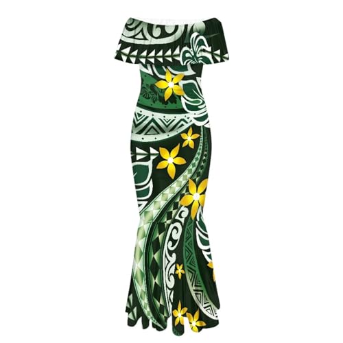 Image of Polynesian Dresses for Women Off Shoulder Maxi Dress Puletasi Samoan Dresses S-7XL