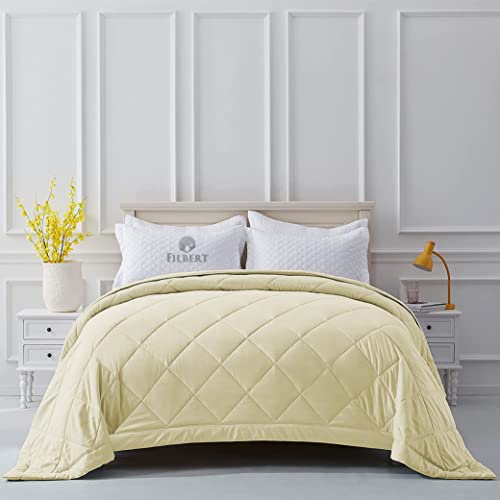Image of Filbert Microfiber 250 GSM Diamond Stitch Double Bed Comforter Blanket for All Season Light Weight (92 inch x 106 inch Inches /233cm x 269cm) - Comforter King Size|Ivory