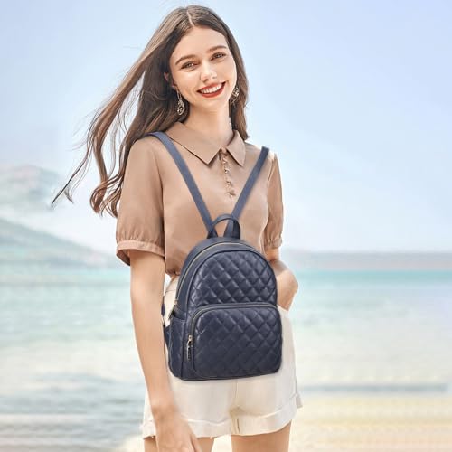 Image of Quilted Small Backpack for Women PU Leather Casual Handbag Daypack Purse | Stylish Quilted Design, water-resistant premium PU leather, matches all daily outfits, lightweight for everyday carry