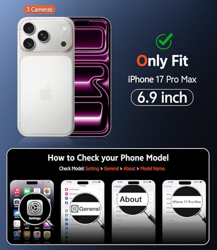Image of FNTCASE for iPhone 17 Pro-Max Case: Clear Magnetic Phone Cases with Screen Protector Compatible with Magsafe Slim Anti Yellowing Rugged Shockproof Protective Transparent Cell Phone Cover (B-Pink)