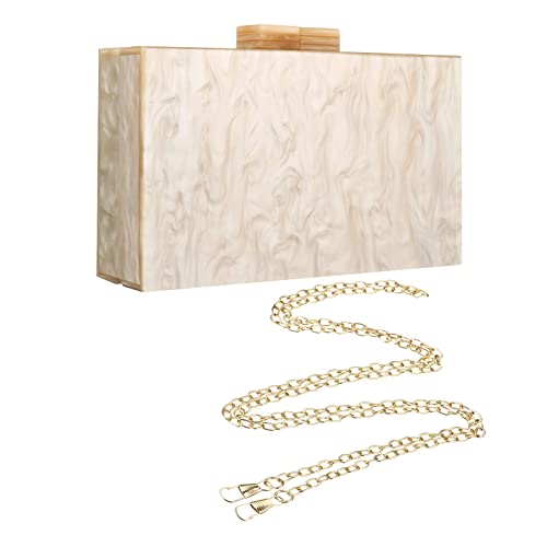 Acrylic Purses And Handbags With Marbling For Women Elegant Banquet Evening Crossbody Handbag Box Clutch (Apricot) #TOP5