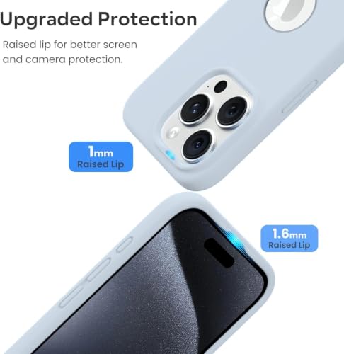 Image of Elzzi Liquid Silicone Cover Compatible with iPhone 14 Pro Case (6.1 inch) 3 Layer Microfiber Lining Covers Phone Cases Full Body Protective Wireless Charging Shockproof Back Cover (Mist Blue)