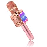 BONAOK Microphone for Kids Wireless, Magic Sound Karaoke Wireless Microphone, 4 in 1 Bluetooth Karaoke Machine, Adult Car Karaoke Mic Singing Machine, for Party/Outdoor/Travel 868 (Rose Gold Plus)