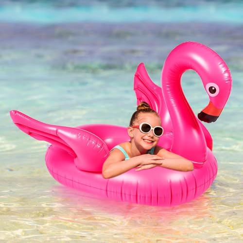 Image of Swim Ring for Kids Inflatable Swimming Pool Tube for 1-5 Years Baby Girl Boys Inflatable Swimming Safety Tube (Small Flamingo)