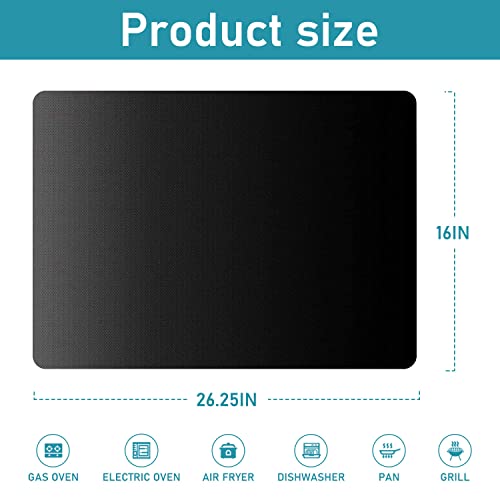 Oven Liners, 3 Pack Large Heavy Duty Non-Stick Oven Mat Set, BPA and PFOA Free Oven Protector Liner Heat Resistant Grill Mats for Electric Oven Gas Oven Microwave Charcoal Gas Grills, 26.25 * 16in - Thumbnail 2