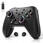 AceGamer Aurora Generation 2.4G Wireless Bluetooth Controller for PC/Android/Switch/iOS/Steam Deck with Linear Motors, Hall Joysticks and RGB Light- Upgraded PC Gaming Controller and Back Buttons Lock (Black)