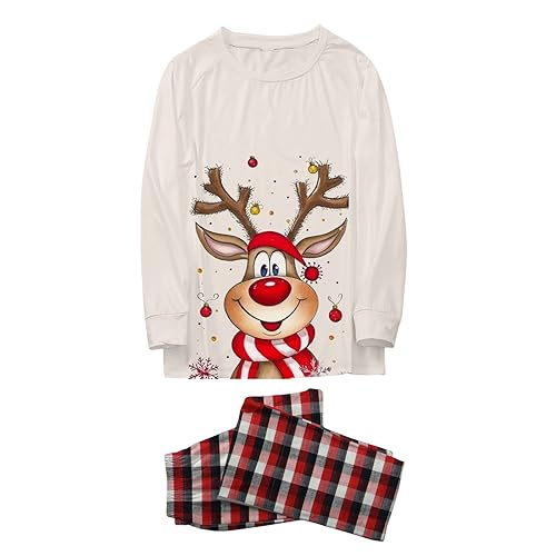 2026 Christmas Matching Sets for Family Long Sleeve Shirts & Pj Pants Elk Deer Print Holiday Xmas Loungewear Pjs4