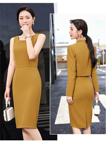 Women Business Suits 2 Piece Set Blazer Jacket and Dress Formal Professional Ladies Office Work Wear4