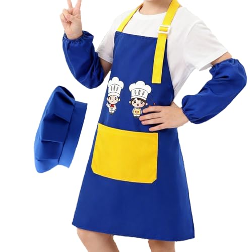 Generisch Delantal de Cocina Infantil - Ajustable Arte Smock, Delantal Para Niños | Para Niñas De 2 A 12 A 12 Años Hornear Cocina Hornear, zafiro, Siehe Beschreibung