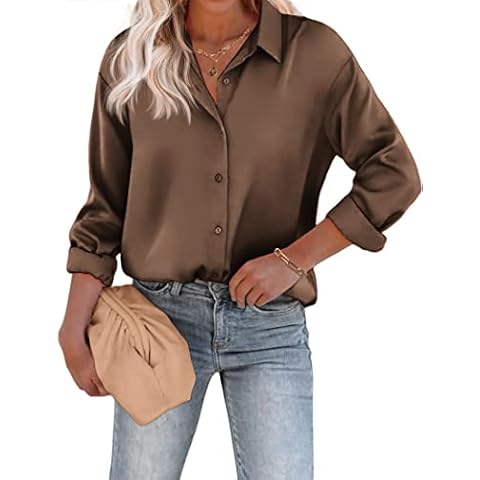 Chigant Women's Satin Silk Blouse Cover