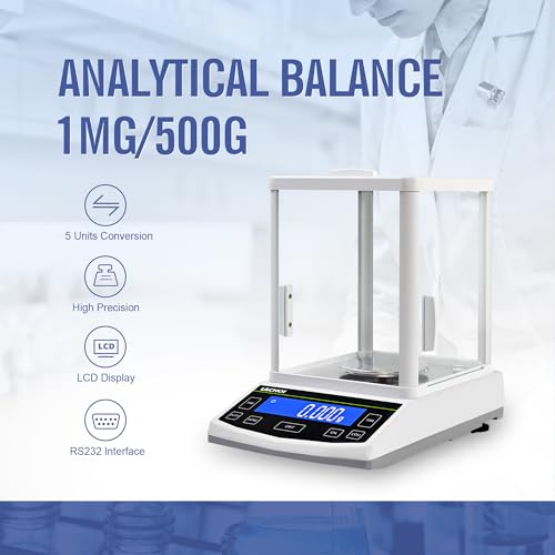 Image of Analytical Balance 500g*0.001g Lab Scale 0.001g Accuracy (500g,1mg) | with Windshield with RS232 Interface High-sensitivity sensor High Precision Laboratory Scale Laboratory Balance