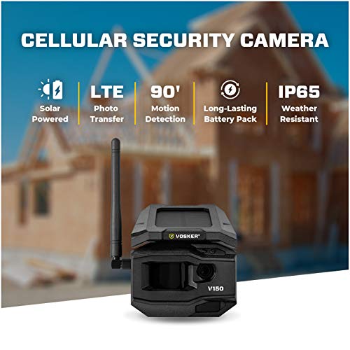 Vosker V150 Solar-Powered Lte Cellular Home Security Outdoor Camera | Motion Activated Sensor Nightvision Wireless Camera | Receive Photos On Your Mobile App (V150 Nationwide Pack) #TOP1