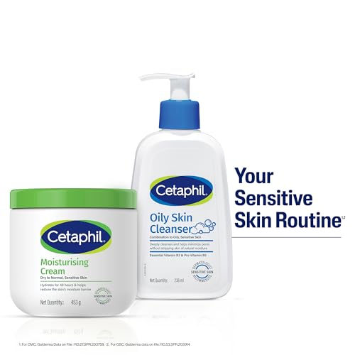 Cetaphil Moisturising Cream 453g & Cetaphil Oily Skin Cleanser 236ml Combo
