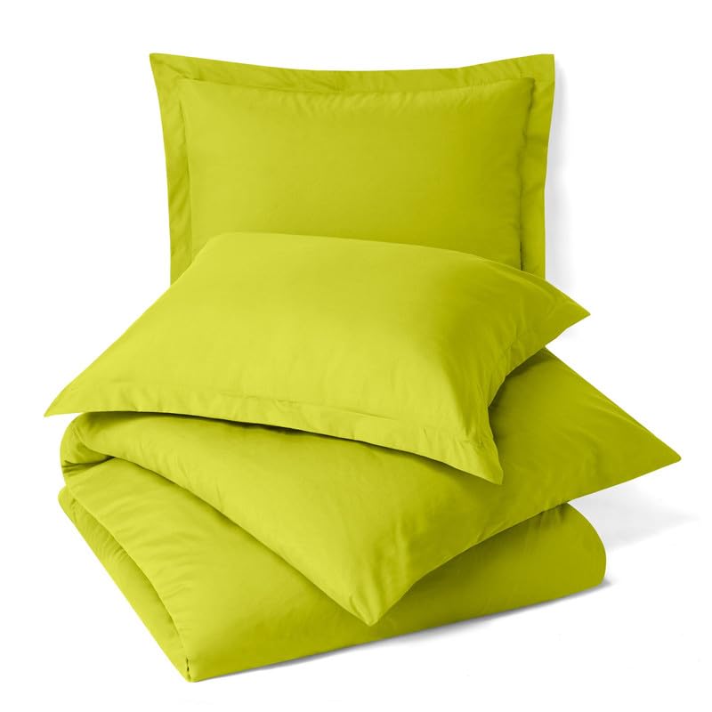 Image of BEVI - Home Premium Solid Plain Single Bedsheet with 1 Pillow Cover 300 TC Microfiber for Single Bed | Size (60 inch x 90 inch) Neon Green