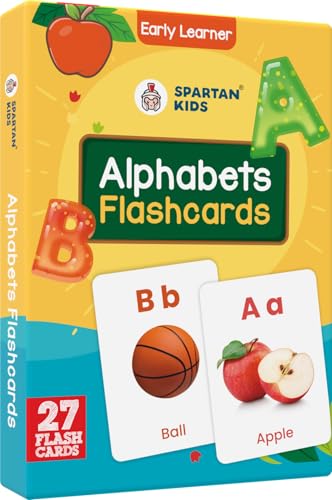 Image of SPARTAN KIDS Alphabets Flash Cards for Kids | 27 Early Learning Flash Cards for 1 + Year Old Baby | Kids Gift for 2-5 Years Easy & Fun Way of Learning for Language Skills