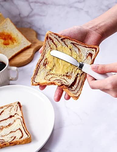 AISBUGUR 2 Pieces Stainless Steel Butter knife Butter Knife with White Porcelain Handle Butter Spreader Knives for Kitchen for Cold Butter Butter knife Easy Spread, 13.3x1.7cm