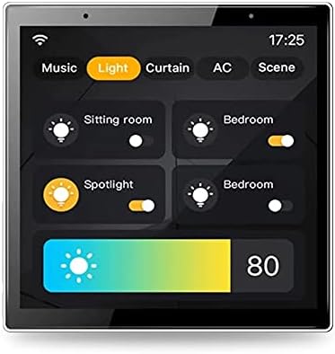 Smart Home Control Panel, Dimmer and Background Music Player, 4'' Switch Panel in-Wall Touchscreen Control for Various Tuya Smart Appliances, Black