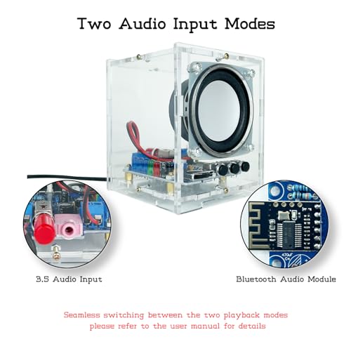 YYSOLDER HD Bḷueṭooṭḥ Speaker Transparent Shell Sound Multiple Audio Input Modes Soldering kit Electronic Electronic Project kit Electronic Component kit