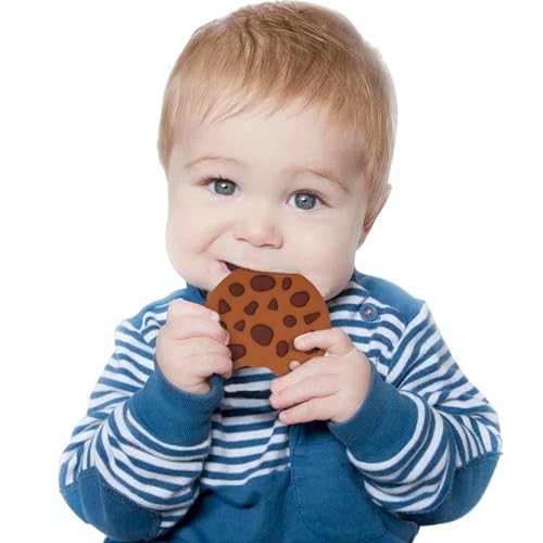 Image of Baby Essentials Silicone Teether,Sensory Chew Toys,BPA Free Soft and Effective Infant Teething Pain Relief Toys,Freezer Safe,Food Grade Silicone,Best Shower Gift for Boys and Girls (Cookie).