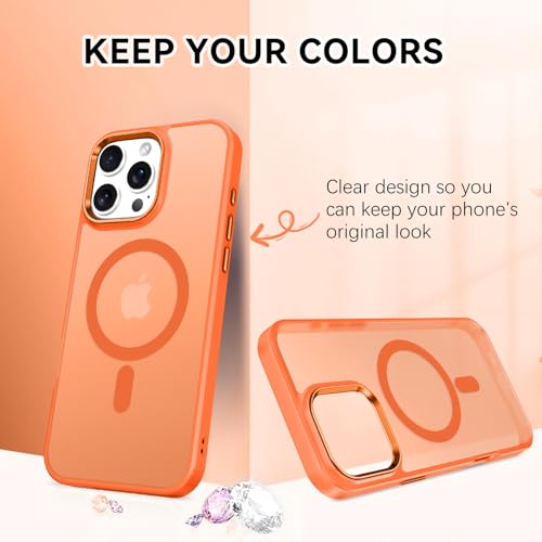 Image of BENTOBEN for iPhone 16 Pro Case [Compatible with Magsafe] Magnetic Matte Phone Case iPhone 16 Pro Translucent Slim Shockproof Women Men Protective Cover Cases for iPhone 16 Pro 6.3 inch, Cosmic Orange