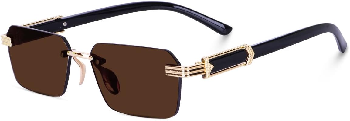 Rectangular Rimless Sunglasses for Men and Women