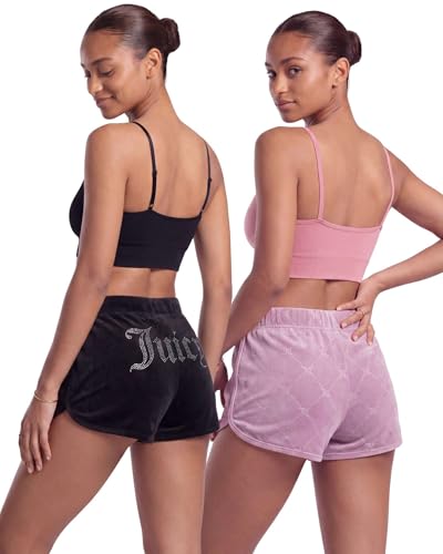 Image of Juicy Couture Women's 2-Pack Sleep and Lounge Velvet Fleece Dolphin Shorts